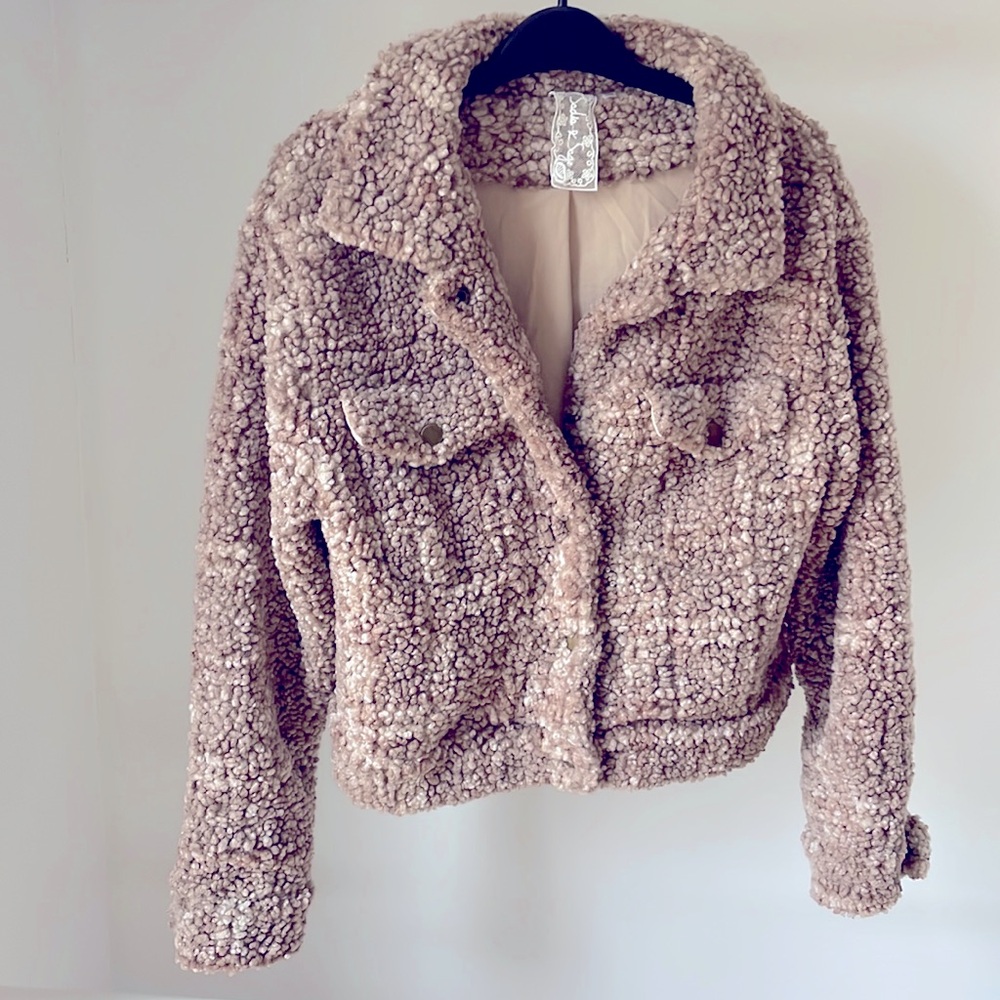 Sadie and Sage XS Mocha Brown and Cream Sherpa Jacket